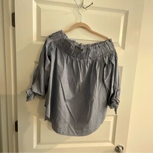 H&M Off-Shoulder Light Blue Blouse